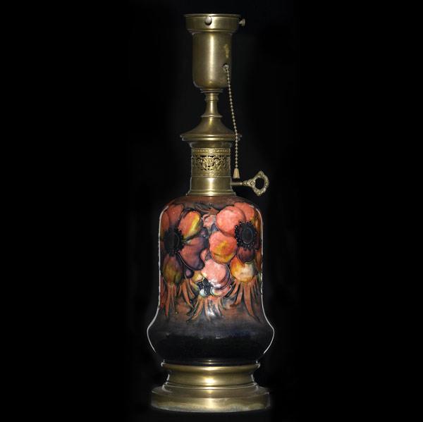 Appraisal: MOORCROFT Factory lamp base in the Anemone pattern in red