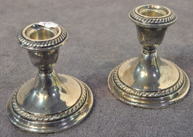 Appraisal: Pair of Weighted Sterling Candlesticks H