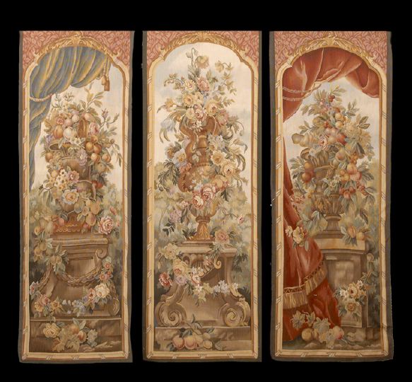 Appraisal: Trio of Tall Narrow Tapestry Panels each ' x '