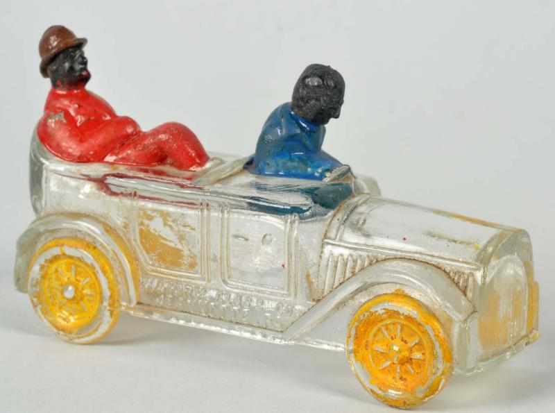 Appraisal: Painted Glass Amos N Andy Car Candy Container Wonderful original