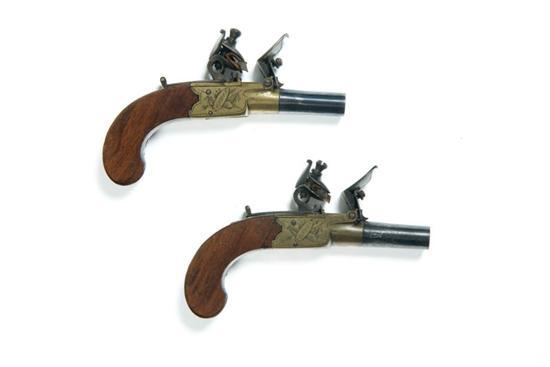 Appraisal: PAIR OF SMALL FLINTLOCK SCREW BARREL PISTOLS England late th-early