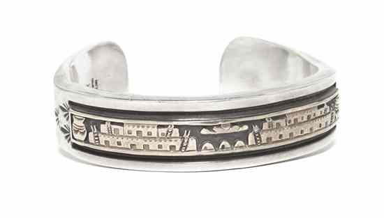 Appraisal: A karat Gold and Sterling Silver Cuff Bracelet Bruce Morgan