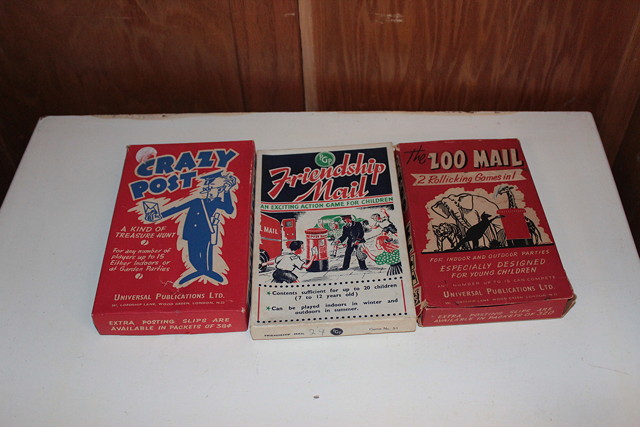 Appraisal: THREE OLD MAIL GAMES consisting of 'Crazy Post' The Zoo