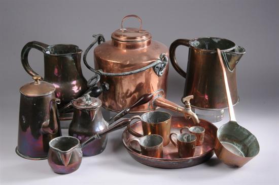 Appraisal: GROUP ENGLISH COPPER TABLEWARES th and th centuries Including two