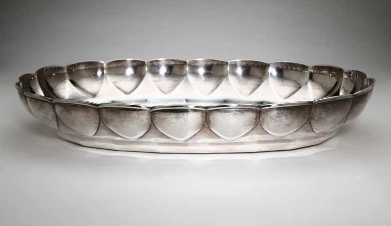 Appraisal: A large Russian silver scalloped oval bowl Nitikin St Petersburg