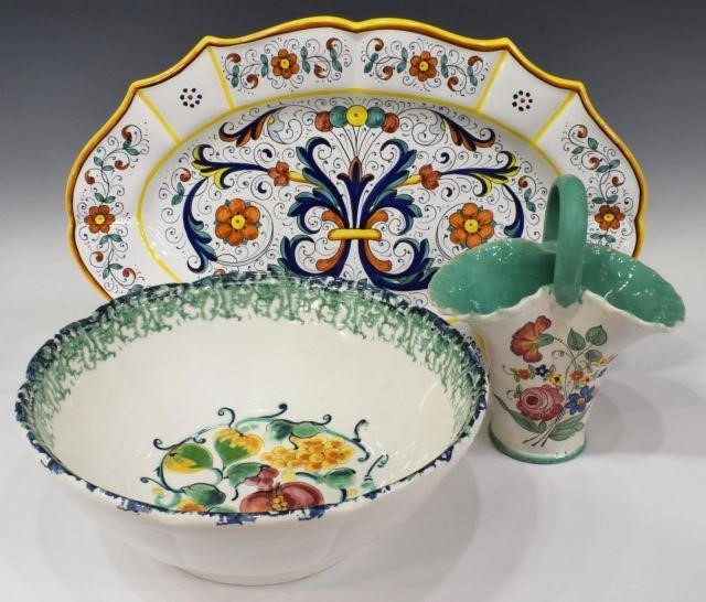 Appraisal: lot of Italian Majolica table items each with polychrome floral