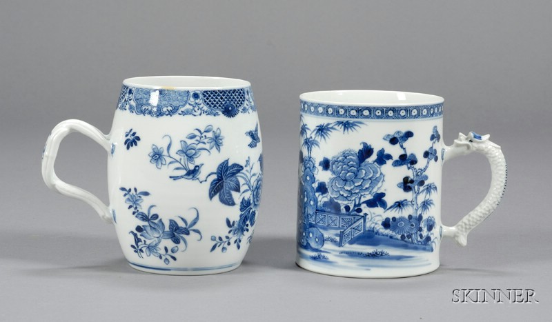 Appraisal: Two Large Blue and White Chinese Export Porcelain Canns th