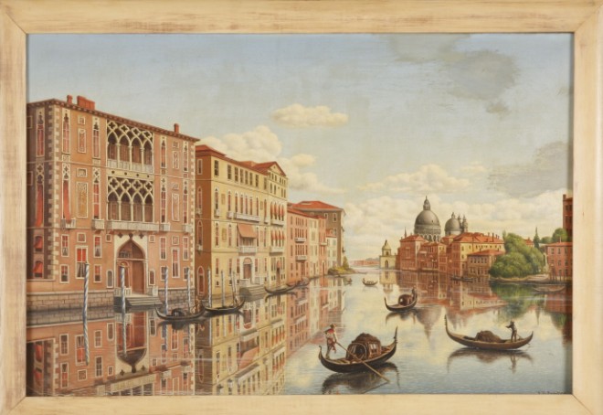 Appraisal: Levi Wells Prentice Venetian canal scene oil on canvas x