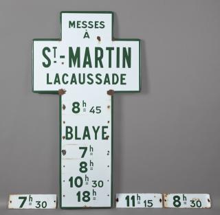 Appraisal: Unusual Enameled Cross Sign early th c for se Unusual