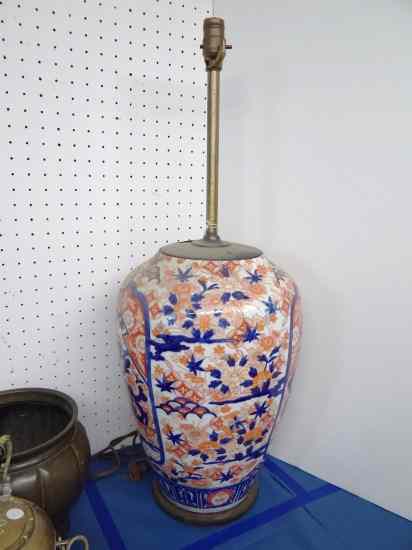 Appraisal: Asian porcelain Imari lamp '' Ht