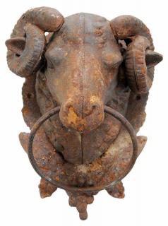 Appraisal: Cast Iron Ram's Head Door Knocker probably American th century