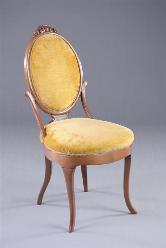 Appraisal: ROCOCO REVIVAL VANITY CHAIR mid-to-late th century walnut With golden-yellow