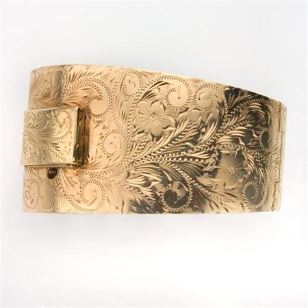 Appraisal: Gold Cuff Bangle-Watch Estimate -