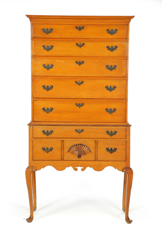 Appraisal: QUEEN ANNE HIGH CHEST OF DRAWERS New England mid th