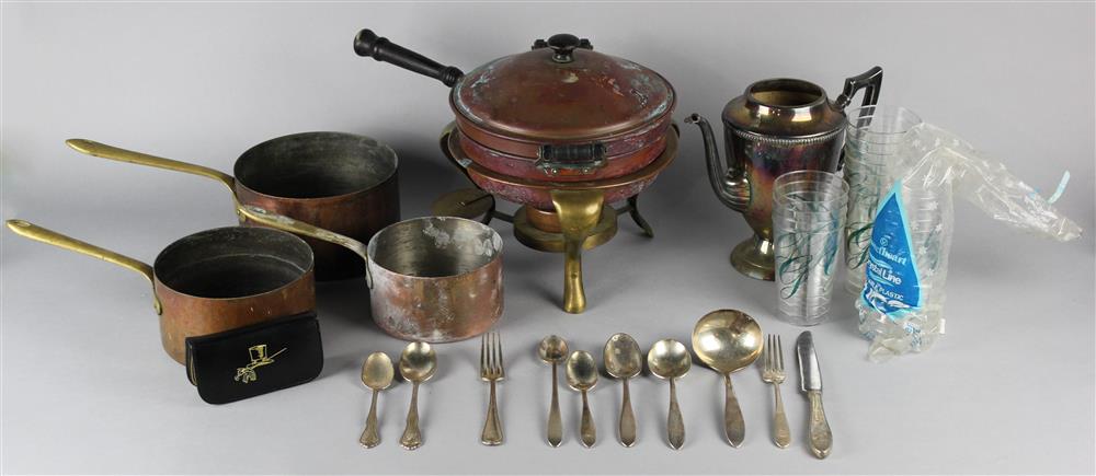 Appraisal: GREENBRIER HOTEL ASSEMBLED PART FLATWARE SERVICE AND COPPER COOKING PANS