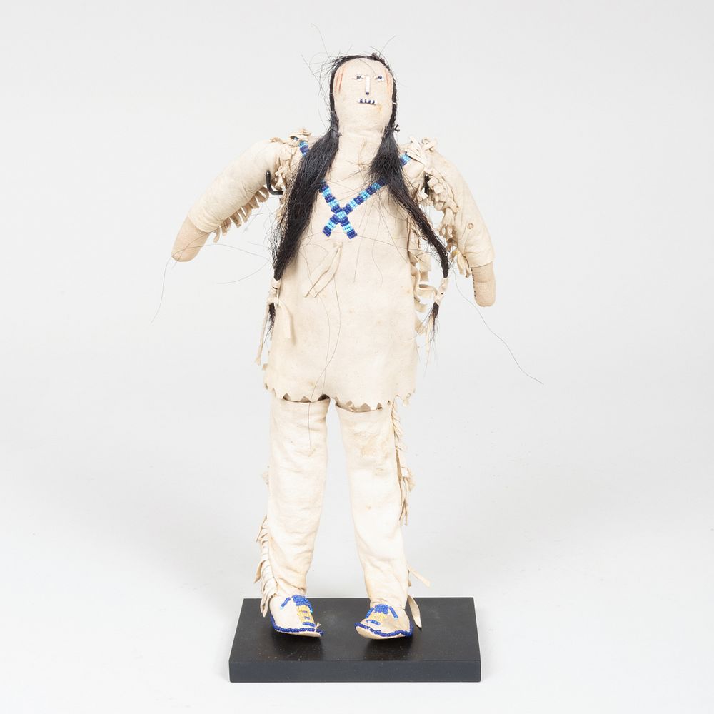 Appraisal: Arapaho Beaded Hide Doll Probably Central Plains With a label