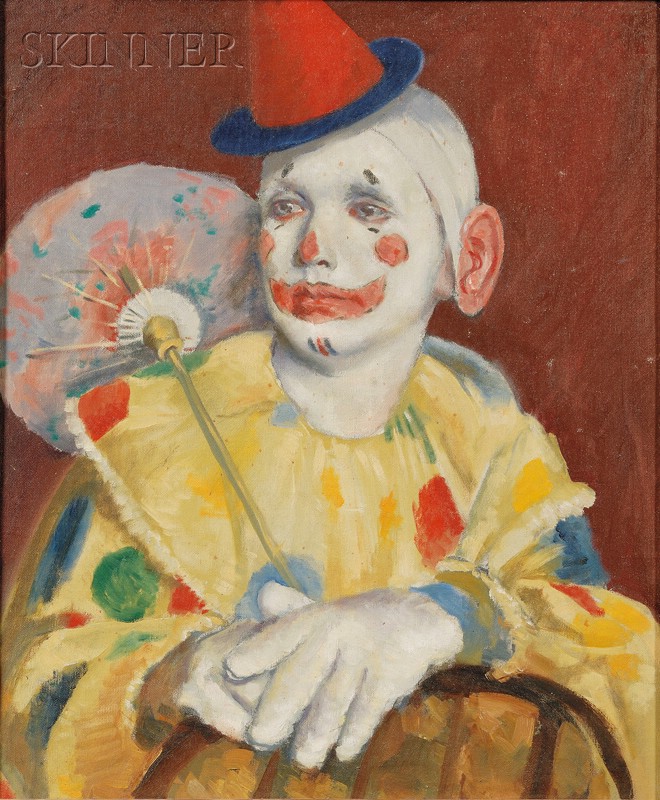 Appraisal: American School th Century The Sad Clown Unsigned Oil on