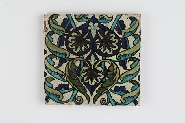 Appraisal: William De Morgan British - 'Persian' tile in turquoise and