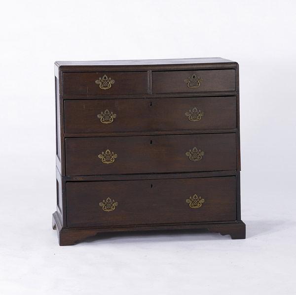 Appraisal: CHIPPENDALE CHEST Oak with two over three drawer configuration th