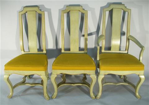 Appraisal: SET SIX DREXEL GREEN PAINTED QUEEN ANNE CHAIRS th century