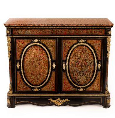 Appraisal: A th Century Boulle side cabinet enclosed by twin oval