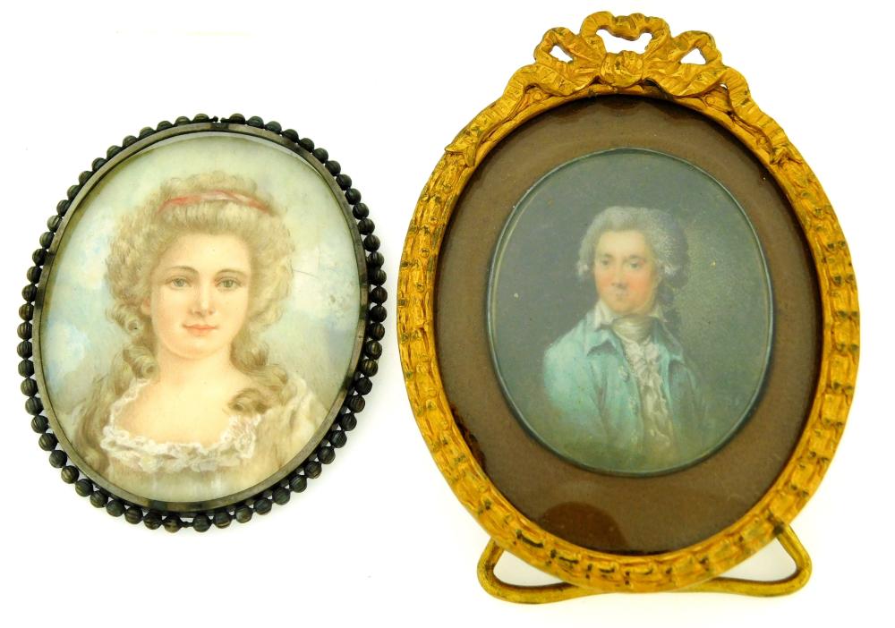 Appraisal: MINIATURE Man and woman both on oval supports man with