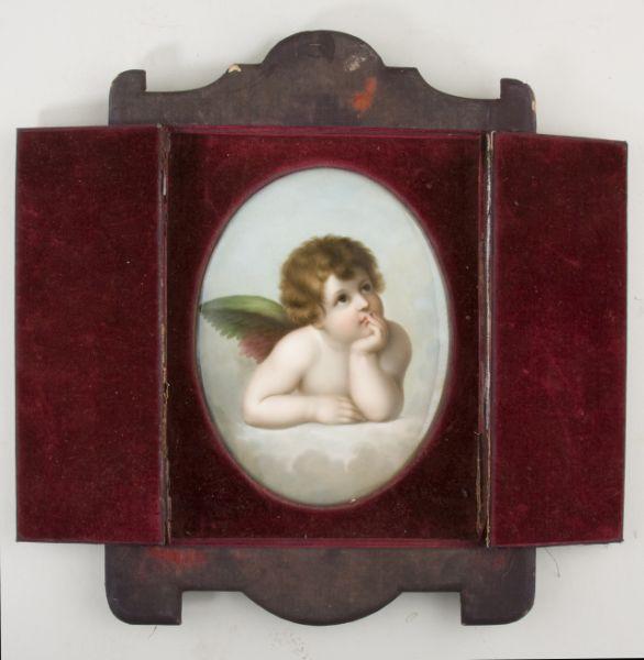 Appraisal: Continental Porcelain Plaque featuring one of the angels in Raphael's