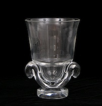 Appraisal: Steuben Glass Vase Signed Steuben clear glass vase with twin