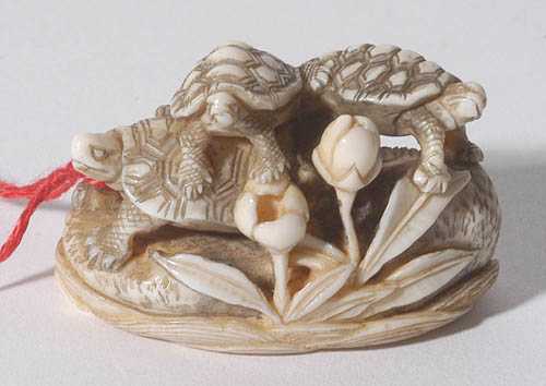 Appraisal: NETSUKE Japan th century L cm Group of three small