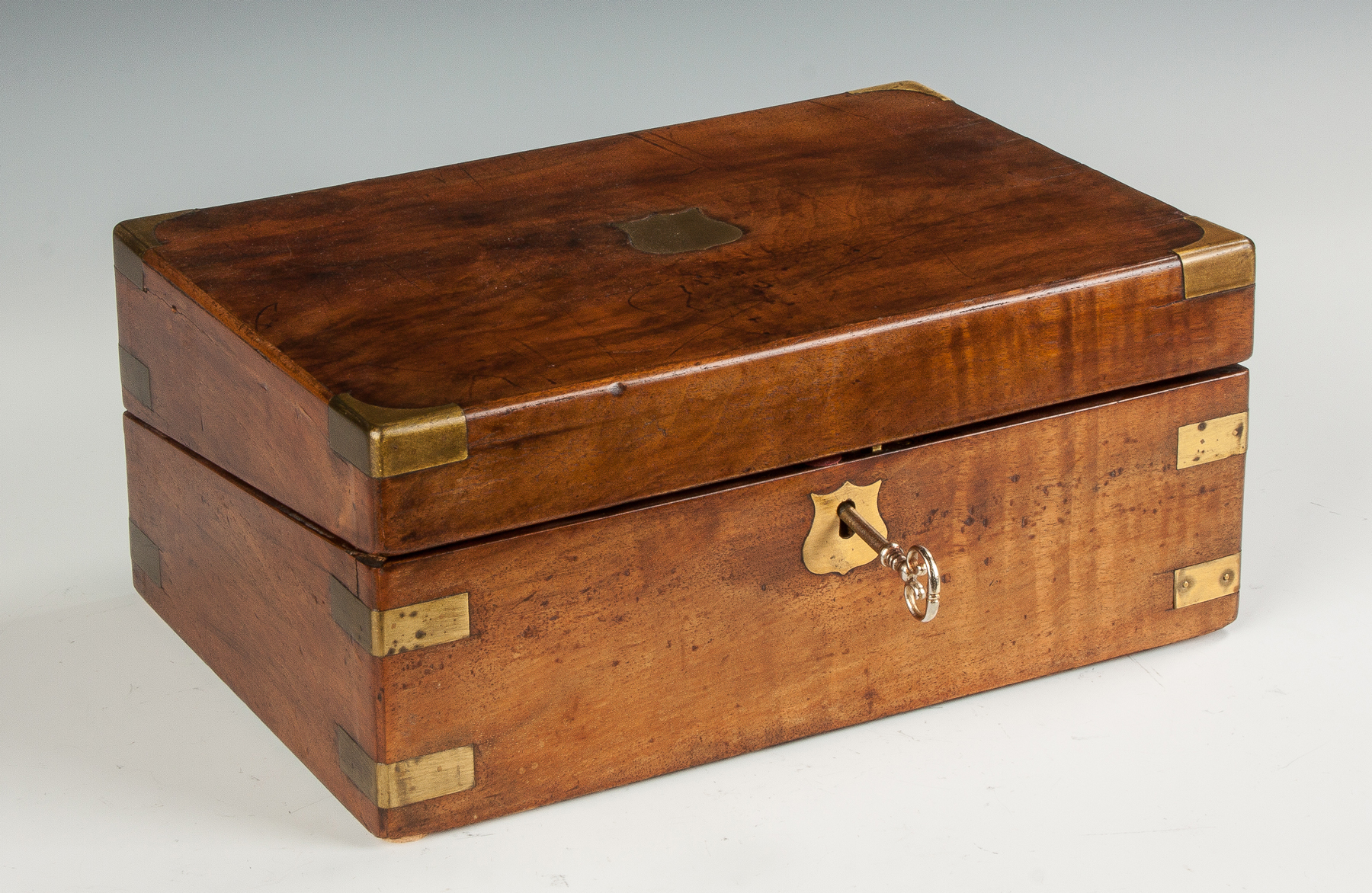 Appraisal: English Travelling Desk th century Brass bound walnut