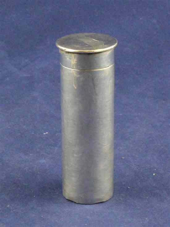 Appraisal: A Victorian silver travelling talcum powder dispenser of plain cylindrical