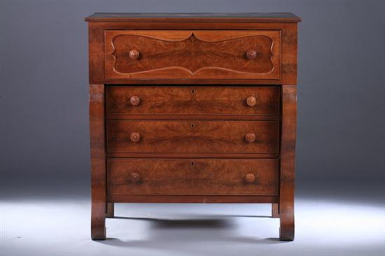 Appraisal: AMERICAN EMPIRE MIXED-WOOD CHEST OF DRAWERS th century Projecting top