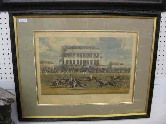 Appraisal: Charles Hunt Equestrian Engraving ''Epsom The Grand Stand'' image area