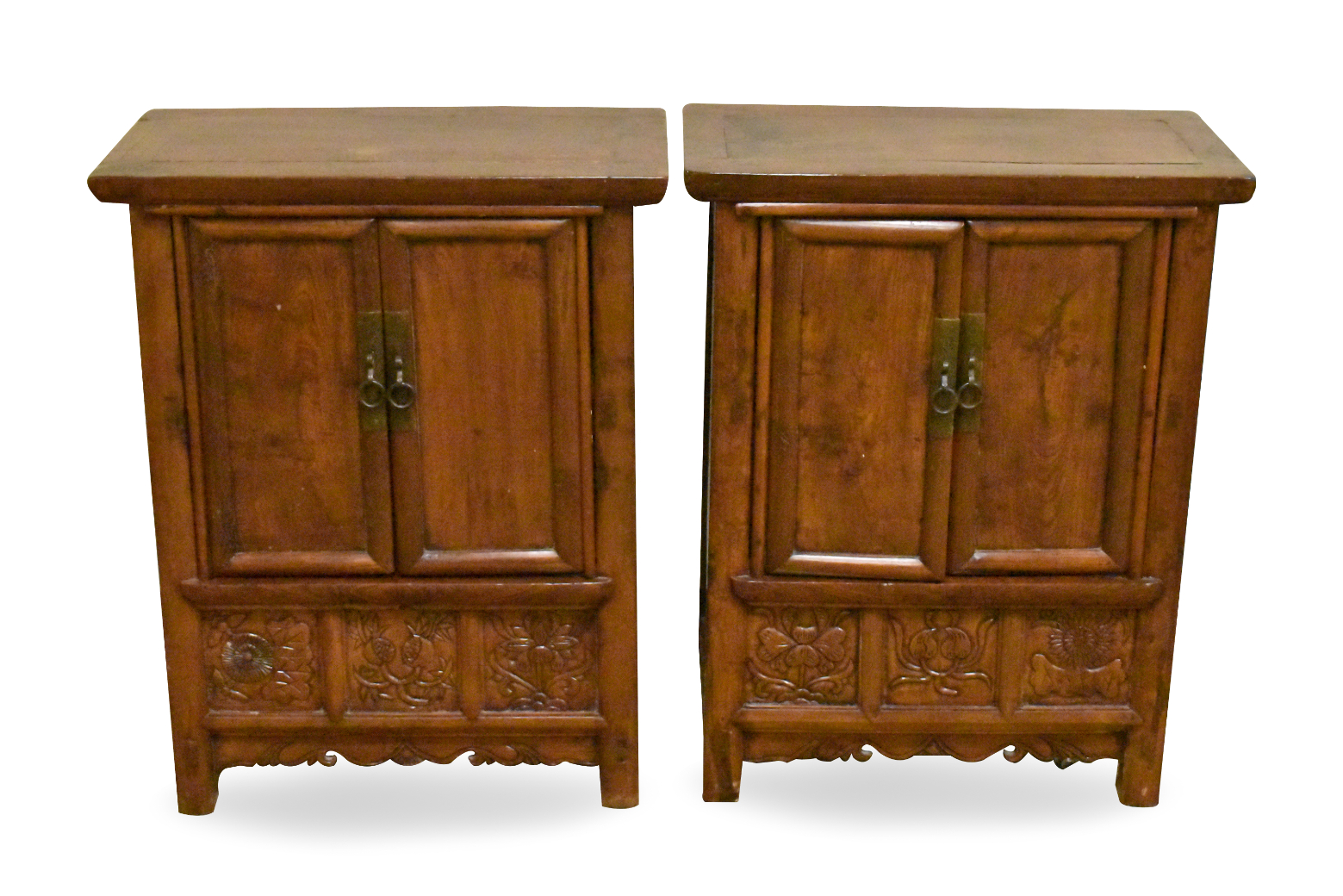 Appraisal: A pair of Chinese Huali wooden cabinets Small cabinets closer