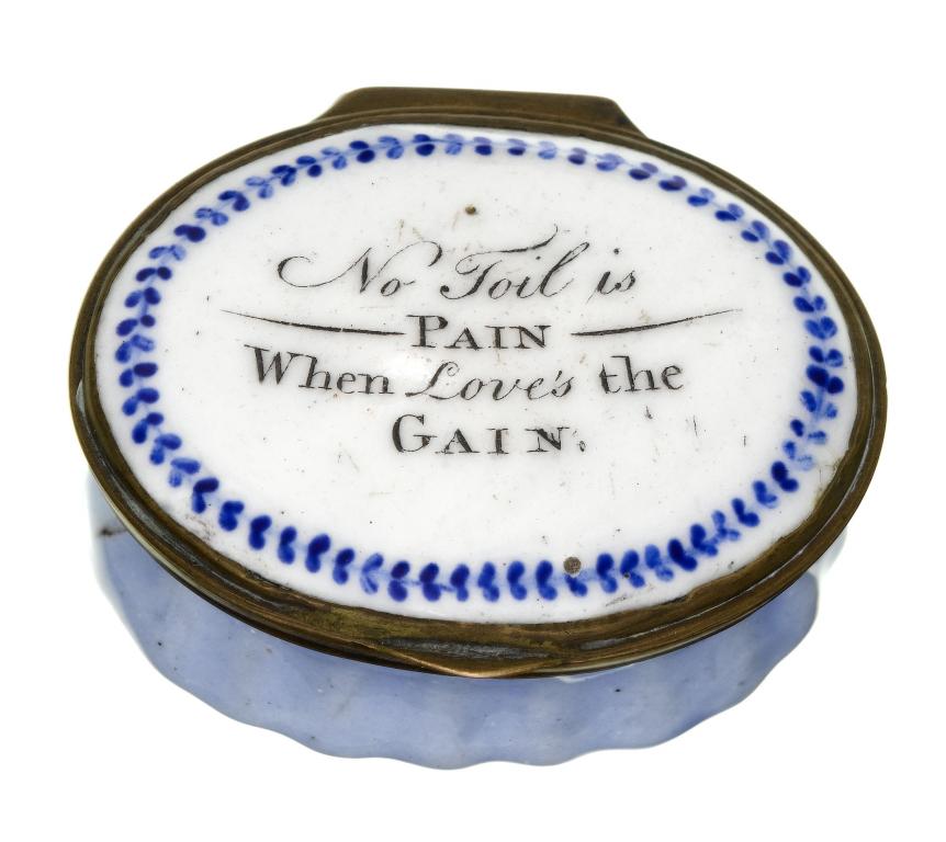 Appraisal: A GEORGE III SOUTH STAFFORDSHIRE ENAMEL PATCH BOX the lid