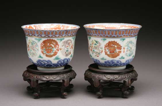 Appraisal: PAIR ANTIQUE GUANGXU CUPS Pair antique Chinese Guangxu Period doucai