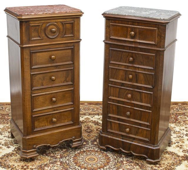 Appraisal: lot of French Louis Philippe period marble-top nightstands th c