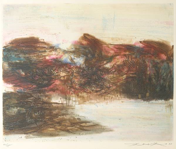 Appraisal: Zhao Wuji Zao Wou-ki b Untitled Color etching and aquatint