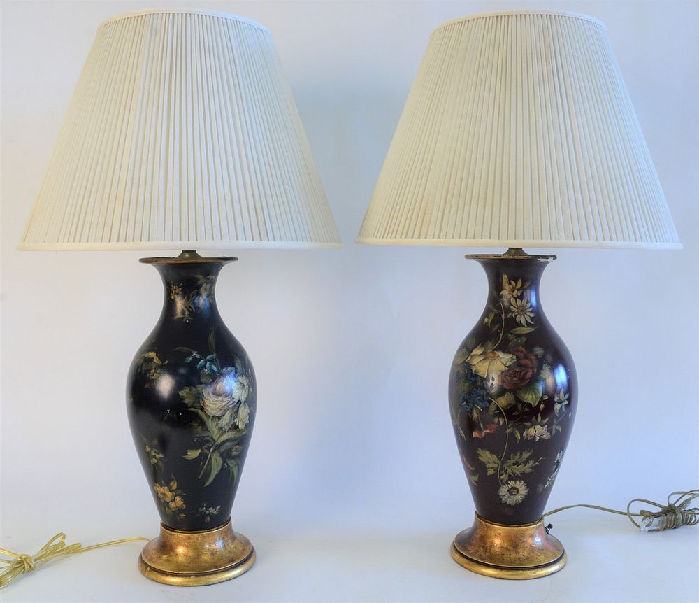 Appraisal: Group of Five Table Lamps to include pair of papier