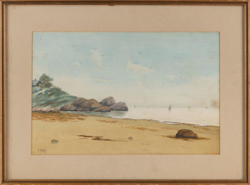 Appraisal: AMERICAN SCHOOL TH CENTURY TWO SEASCAPES WATERCOLORS ON PAPER THE