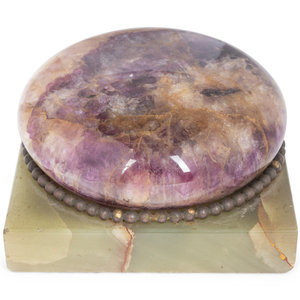 Appraisal: A Blue John and Onyx Paperweight th Century Height x