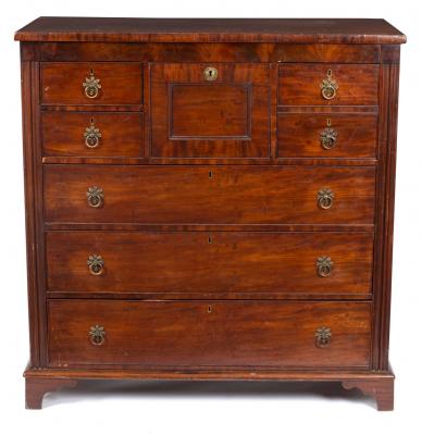 Appraisal: A Regency mahogany chest of four short drawers above three