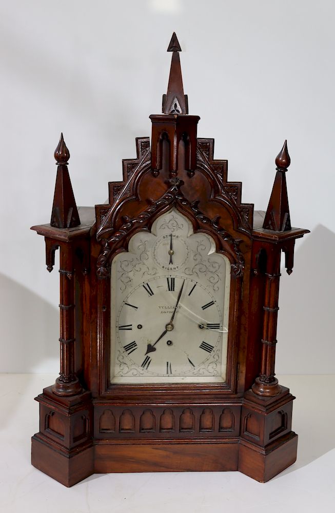 Appraisal: VULLIAMY William IV Gothic Revival Mantel Clock Nice large size