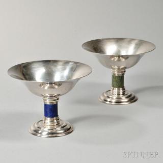 Appraisal: Two French Art Deco Silver-plate Compotes Paris th century Jean