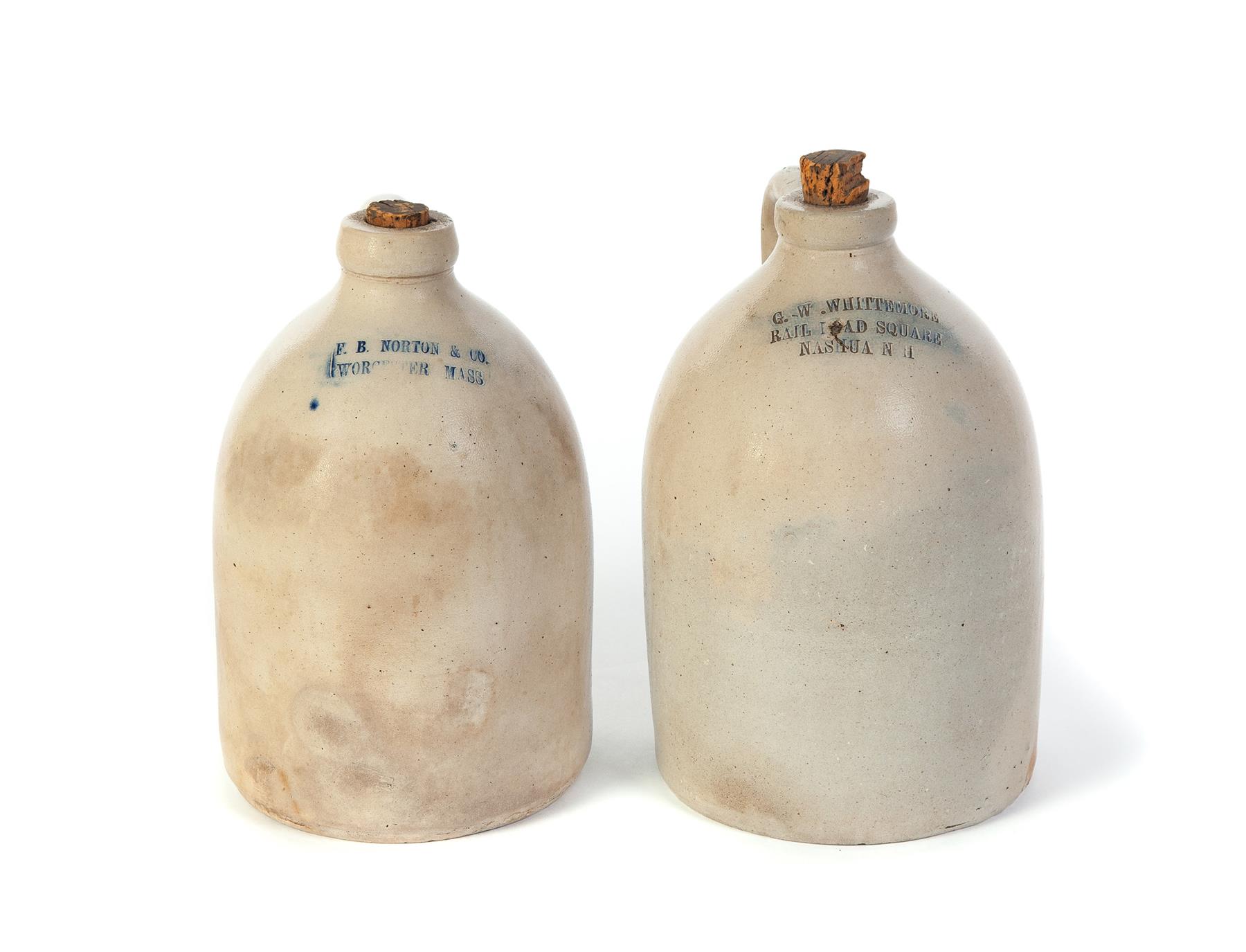 Appraisal: TWO AMERICAN STONEWARE JUGS Second half- th century F B