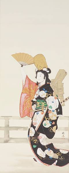 Appraisal: Mano Kyotei - Dancer Hanging scroll ink color and gold