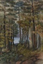 Appraisal: Gustave Furst German b Woodland scene with a lake in