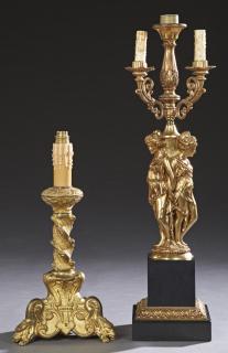 Appraisal: Two French Lamps th c consisting of a gilt br