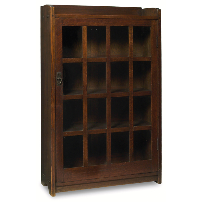 Appraisal: Gustav Stickley bookcase single door with sixteen panes of glass