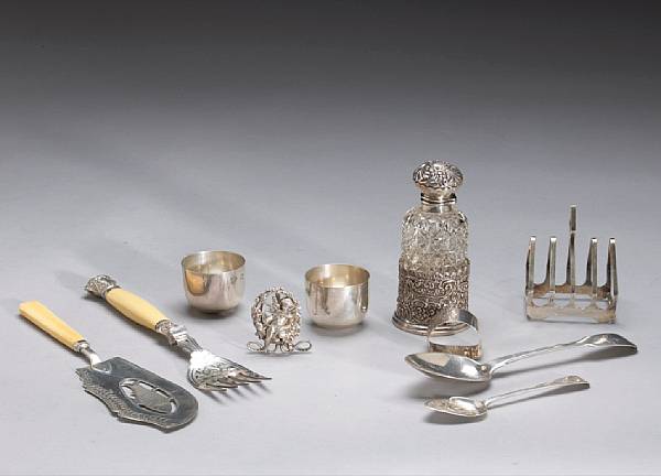 Appraisal: An English silver group of table articles and flatware Comprising